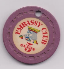 Embassy Club 5 Cent chip - Gardena, California