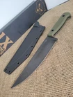 Station IX The Partisan Fixed Knife 8" 1095HC Steel Blade Green Micarta Handle