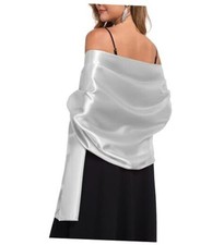 Shawls and Wraps for Evening Dresses Satin Women Long 79x28 inches Silver