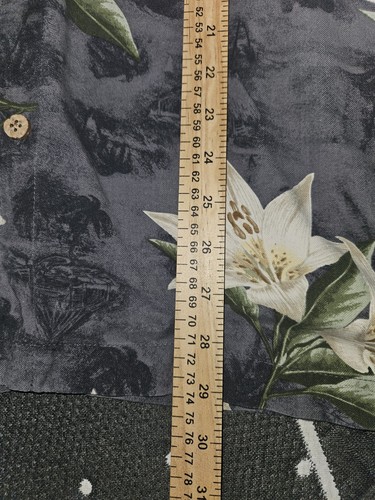 Camicia Island Shores seta lavabile uomo L grigia hawaiana manica corta con bottoni - Foto 9 di 9