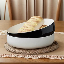 2 Pack Black & White Ceramic Deep Dinner Plates-Pasta, Salad, Dinner Parties