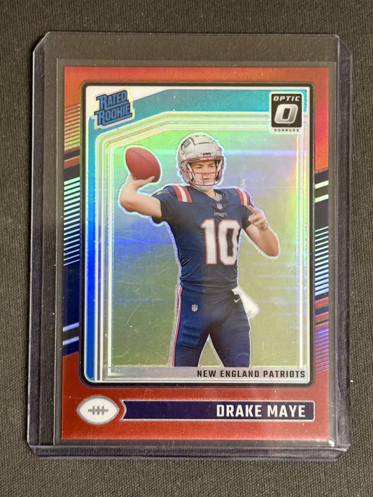 2024 Panini Donruss Optic #229 Rated Rookie RC Drake Maye Red Prizm #/125