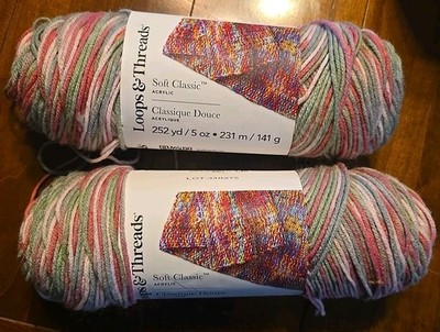 Lot Of 2 Loops & Threads 252 Yd Soft Classic Yarn Skeins 5oz