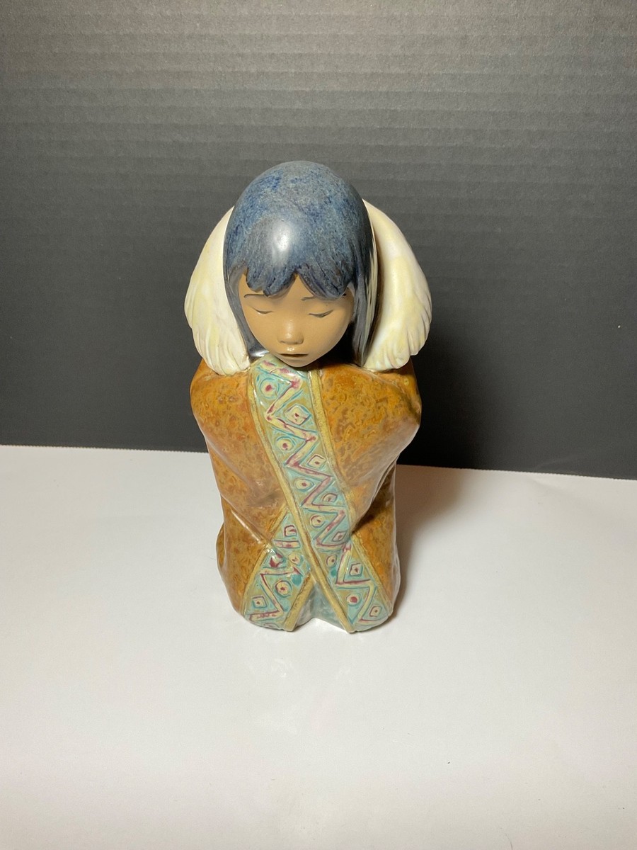 Vintage Lladro Artic Winter Girl Figurine, Native Inuit Indigenous