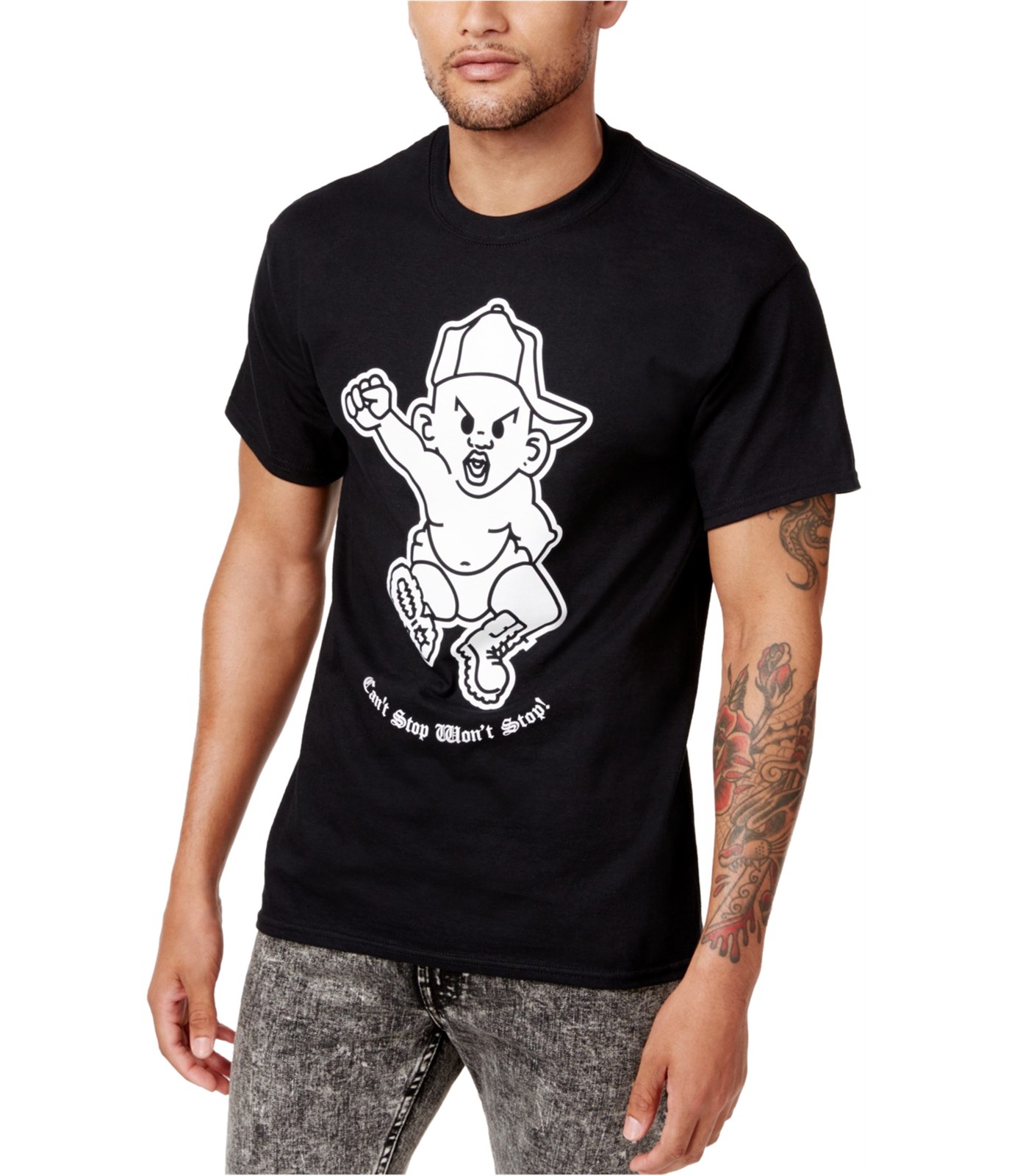 Мужская футболка с рисунком Bad Boy Cant Stop, черная, большого размера