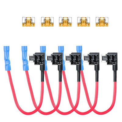 5 Pack 12V Car Add-A-Circuit Fuse Tap Adapter, Low Profile Mini Blade Fuse Holde