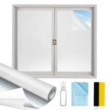 Window Privacy Film with Installation Tools,Frosted Glass Window Film,Heat Bl...