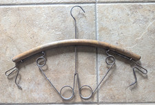 Vtg Ornate Wood Metal Coat Suit Clothes Hanger Antique primitive unique RUSTY