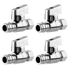 1/4 Turn Straight Stop Valve, 1/2" Expansion Pex F1960 X 3/8" OD Compression ...