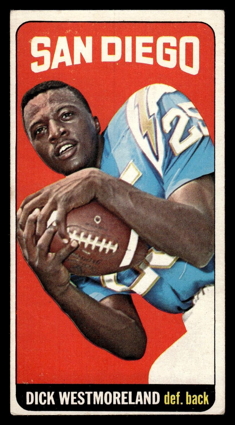 1965 TOPPS DICK WESTMORELAND 174 VG RC SET BREAK FOOTBALL SAN DIEGO CHARGERS
