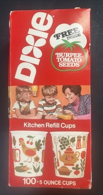 1976 Dixie 5oz Kitchen Refill Cups Country Kitchen New Sealed NOS Burpee Seed