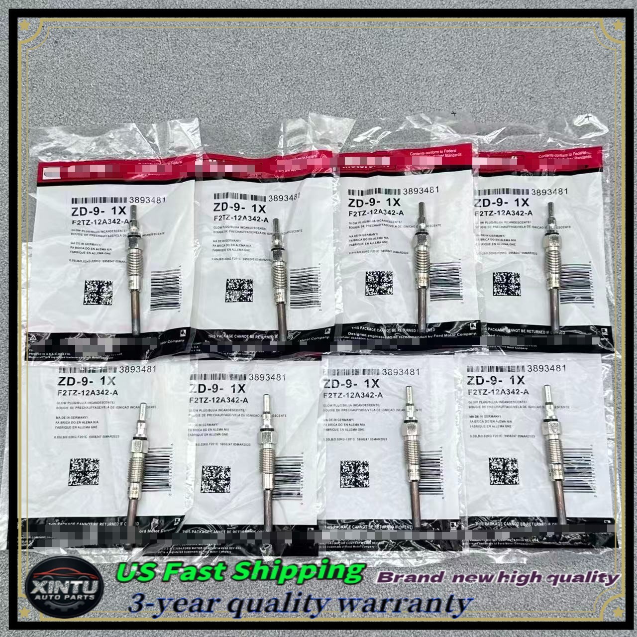 8X ZD09 F2TZ-12A342-A Diesel Glow Plugs for 1988-1992 Ford F250 F350 F59 7.3L