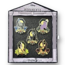 2025 Disney Parks Mysterious Monuments Villains Halloween 5 Pin Box Set LE 2,000