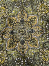 Robinson  s California Vintage Silk Scarf Hand Rolled Green And Yellow Abstract