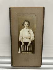 Antique Cabinet Photo Young Girl Standing Behind Chair