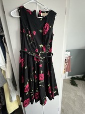 Grace Karin Retro Sleeveless Vintage Fit & Flare Floral Tea Dress Black Small