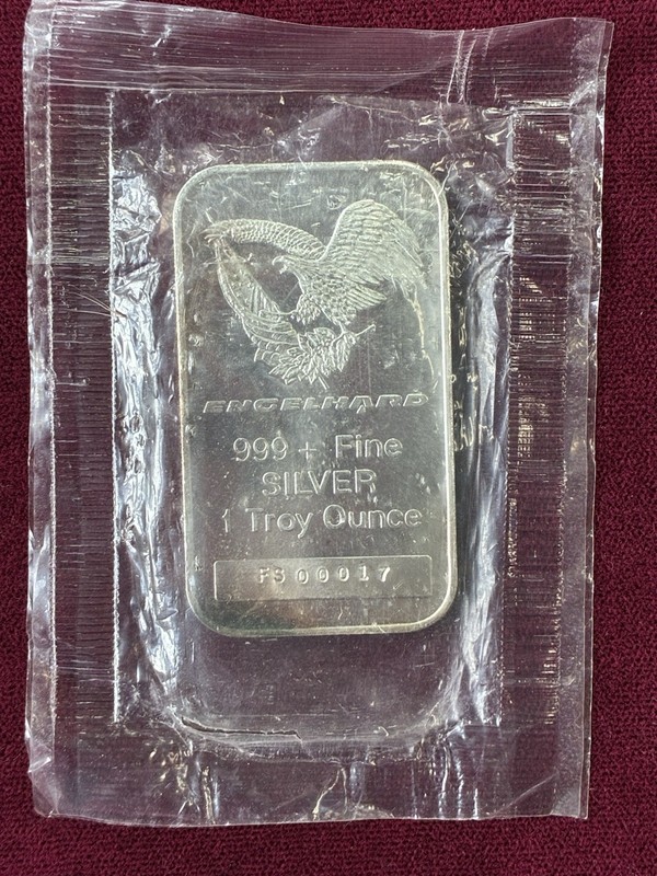 Low Serial Number FS00017 Engelhard Eagle & Flag 1 oz .999 Silver Bar w/ Wrapper