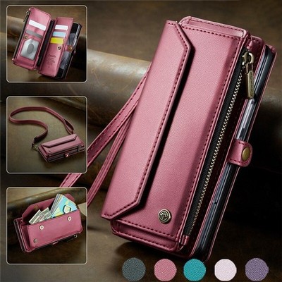 For Samsung Galaxy Z Fold 7 6 5 4 3Zipper Wallet Case Leather Stand Strap Cover~