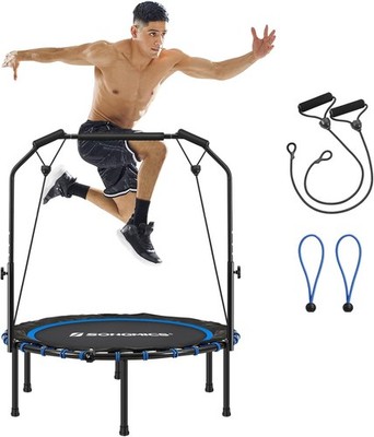 40 Inches Mini Fitness Trampoline, Fitness Rebounder with Adjustable Handrail