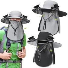 Glitopper 2 Pcs Solar Fan Sun Hats with Solar Power Fans Built in Removable F...