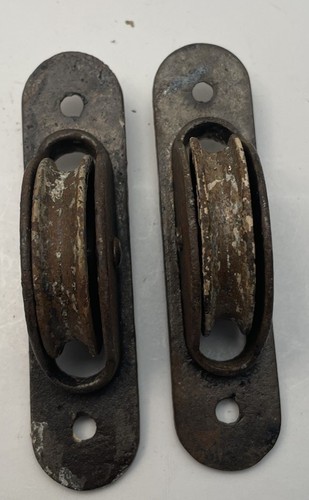 Antiche pulegge vittoriane per ante per finestre (1900 circa) - set di 2 in ghisa - Foto 4 di 7