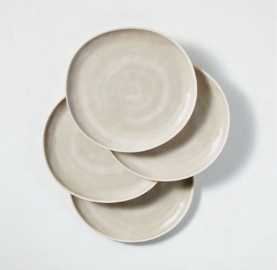 Set Of 4 Hearth & Hand Bamboo Tonal  NATURAL CREAM 11'' Dinner  Plates