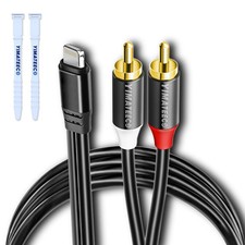 Lightning to RCA Cable Audio Aux Adapter, MFi Certified 2 RCA Audio Y Splitter
