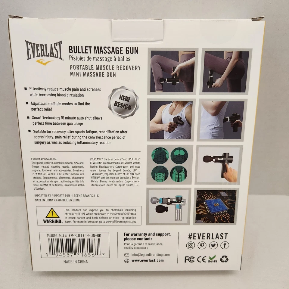 Everlast Bullet Massage Gun Cordless Rechargeable Portable Muscle Recovery - Image 3 of 4