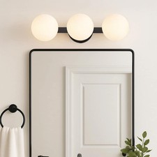 Unbranded Westwood 17 in. 3-Light Black Vanity Light w/ White Opal Glass Shades