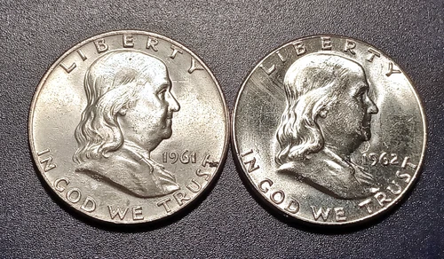 Choice/Gem BU 1961-D & 1962-P Franklin Half Dollars