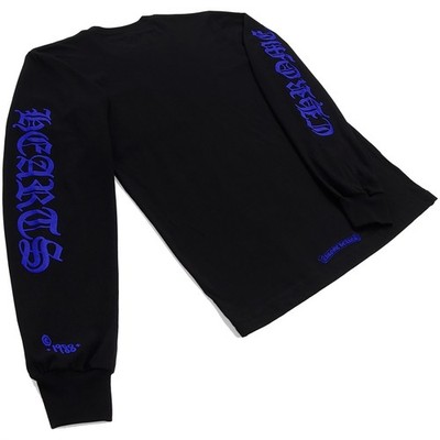 トップス Chrome Hearts Long Sleeve T Shirt Chrome Hearts 1988 Black Long Sleeve Shirt with Blue Prints, Size