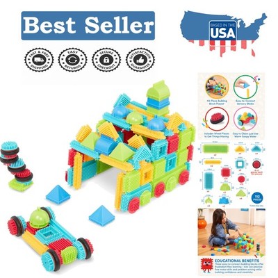 112-Piece Non-Toxic Bristle Blocks - Ideal Developmental Toy for Young Builders