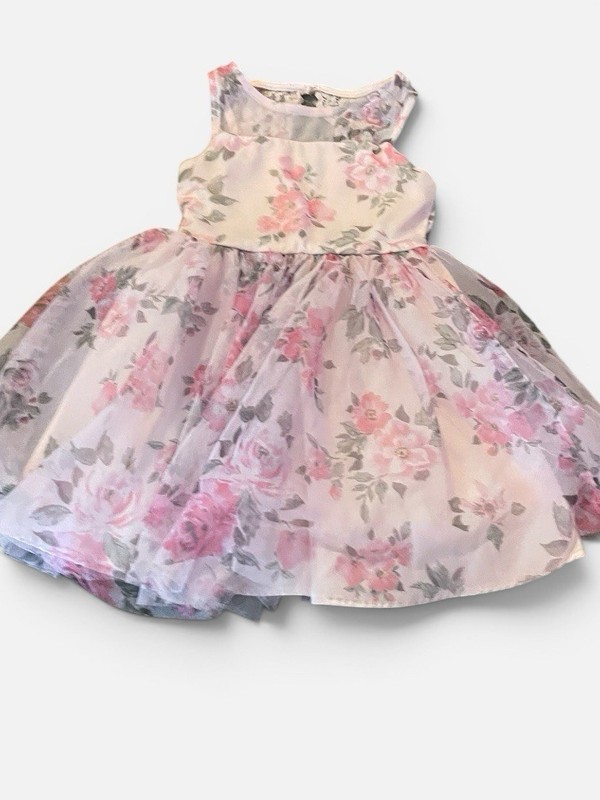 zenzi Girls Fit & Flare Floral Sleeveless Dress Pink Lace XS (4/5) Knee Length
