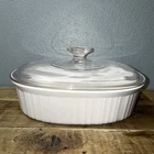 Vintage Corning Ware F-12-B French White 1.8 Oval Casserole Dish Pyrex Lid F12C