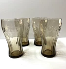 Vintage Coca-Cola Smoked Brown Glasses Set of 4