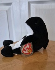 Ty Beanie Babies Waves 1996 Black/White Orca Whale MWMTs