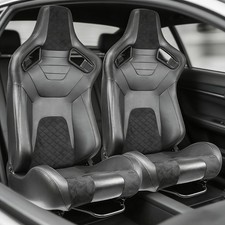 2pcs Universal Adjustable Car Seat Sport Racing Seats Pvc Leather With Sliders