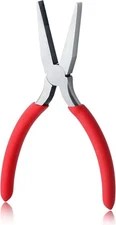 6 Inch Flat Nose Pliers with Serrated Jaw Precision Duck Bill Fine 6", Red 