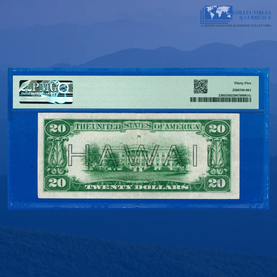 Fr.2305 1934A $20 FRN Brown Seal "HAWAII" Emergency Issue, PMG VF 35 #37405 - Image 2 of 3