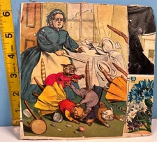 Vintage small collage of Dog and Woman with cats.