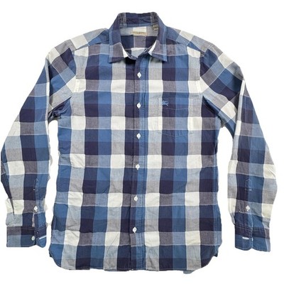Burberry Brit Men s Large Blue/White Check Button Down Shirt With Chest Pocket