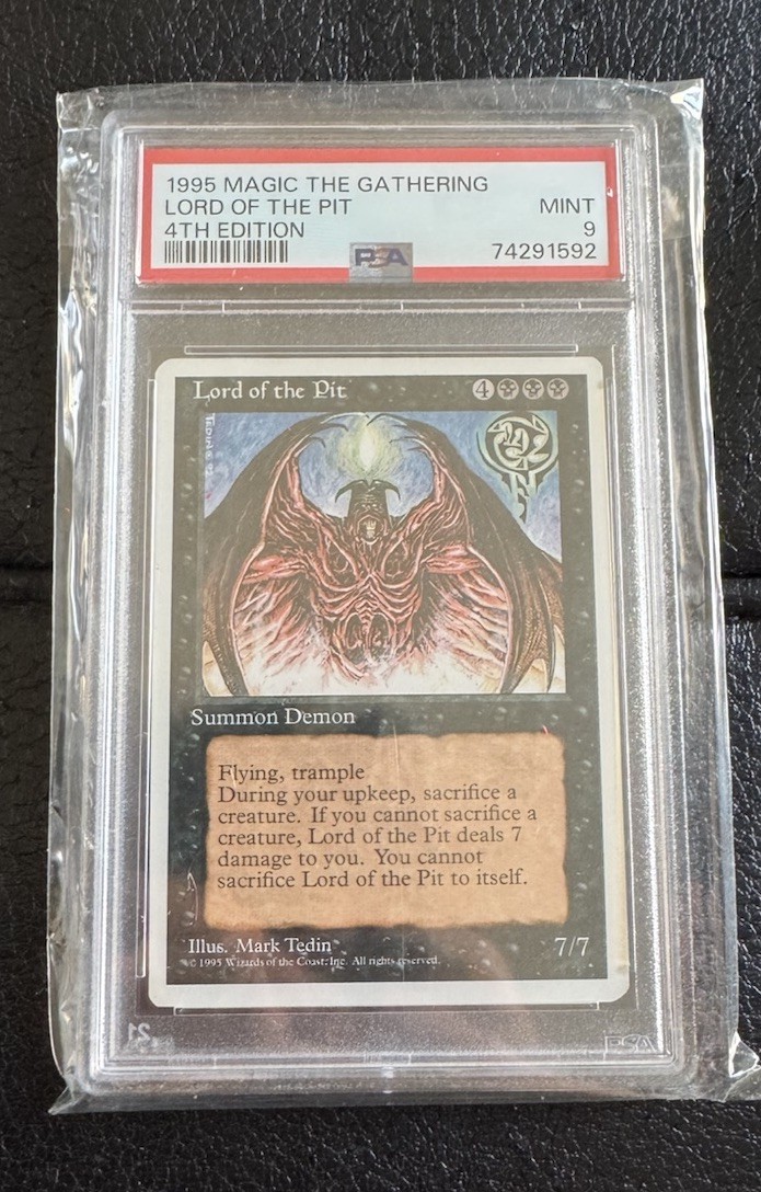 PSA 9 Magic The Gathering 1995 4th Edition Lord Of The Pit MTG Rare - MINT!!!