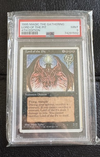 PSA 9 Magic The Gathering 1995 4th Edition Lord Of The Pit MTG Rare - MINT!!!