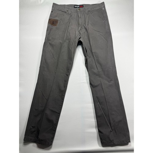 Wrangler Riggs Workwear Men's Straight Gray Canvas Work Pants - 36x34 (36x33.5)