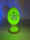 FENTON ART GLASS YELLOW BURMESE/CUSTARD EGG HAND PAINTED SIGNED GLOWS