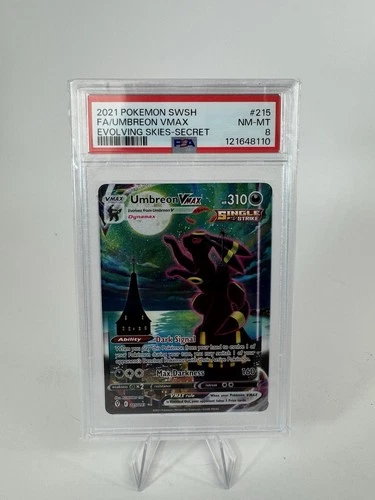 2021 POKEMON SWORD & SHIELD EVOLVING SKIES SECRET FULL ART/UMBREON VMAX PSA 8
