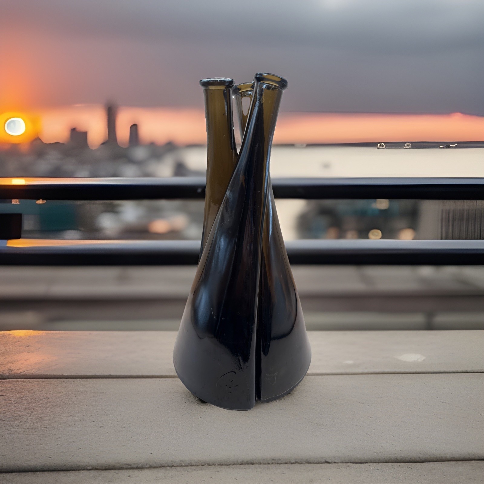 Iconic Interlocking Carafes with Three Discrete Elementś, Brown Glass