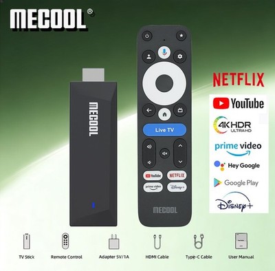 MECOOL MEgo 1 Android TV Stick Reltek Quad-Core 8GB Google TV Sticks Dolby Ne