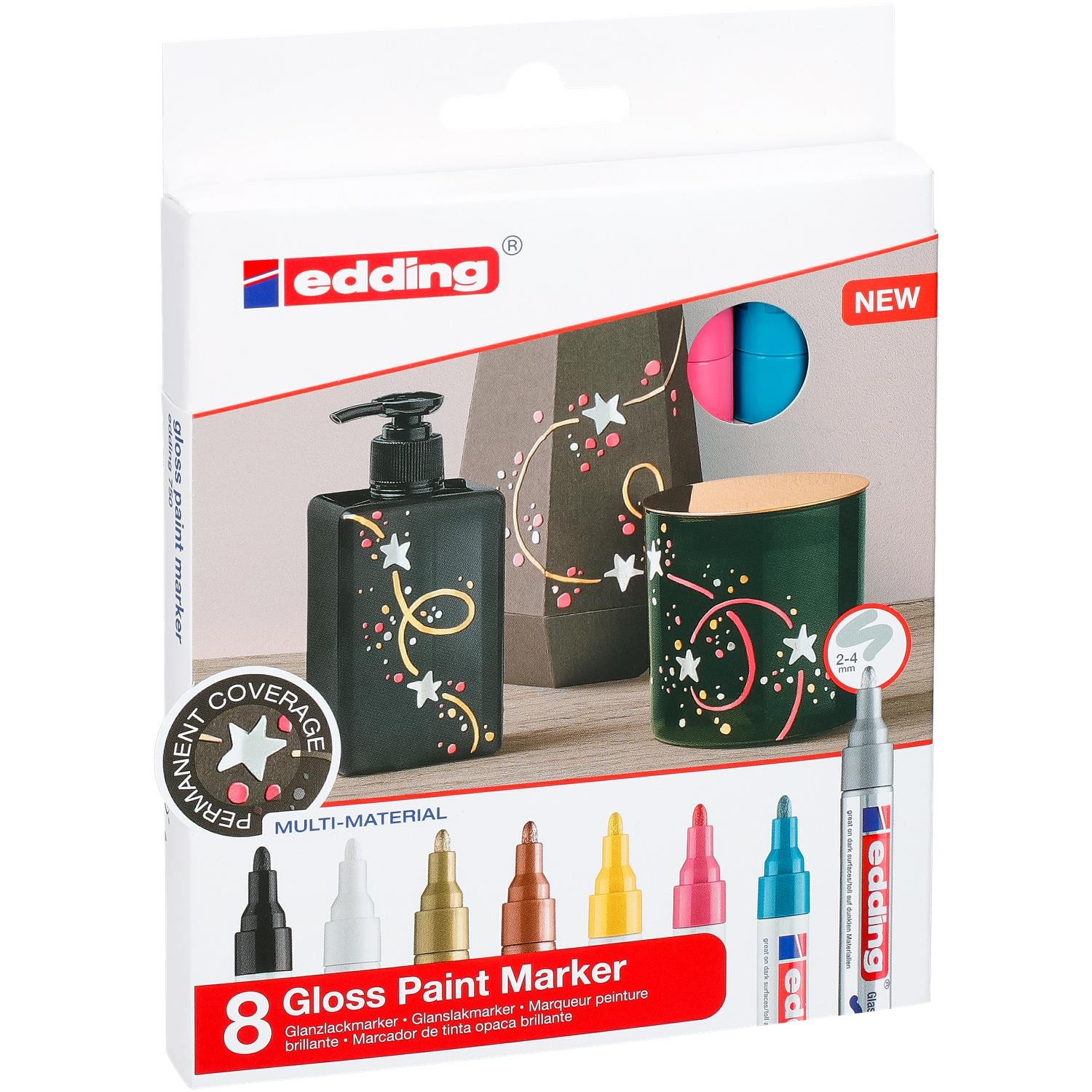 Edding 750 marqueur peinture brillante 2-4 mm laque opaque haute résistance pour l'industrie