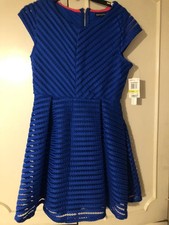 NWT Sleavless Girls Blue Dress Size 14 Sequin Hearts Girls